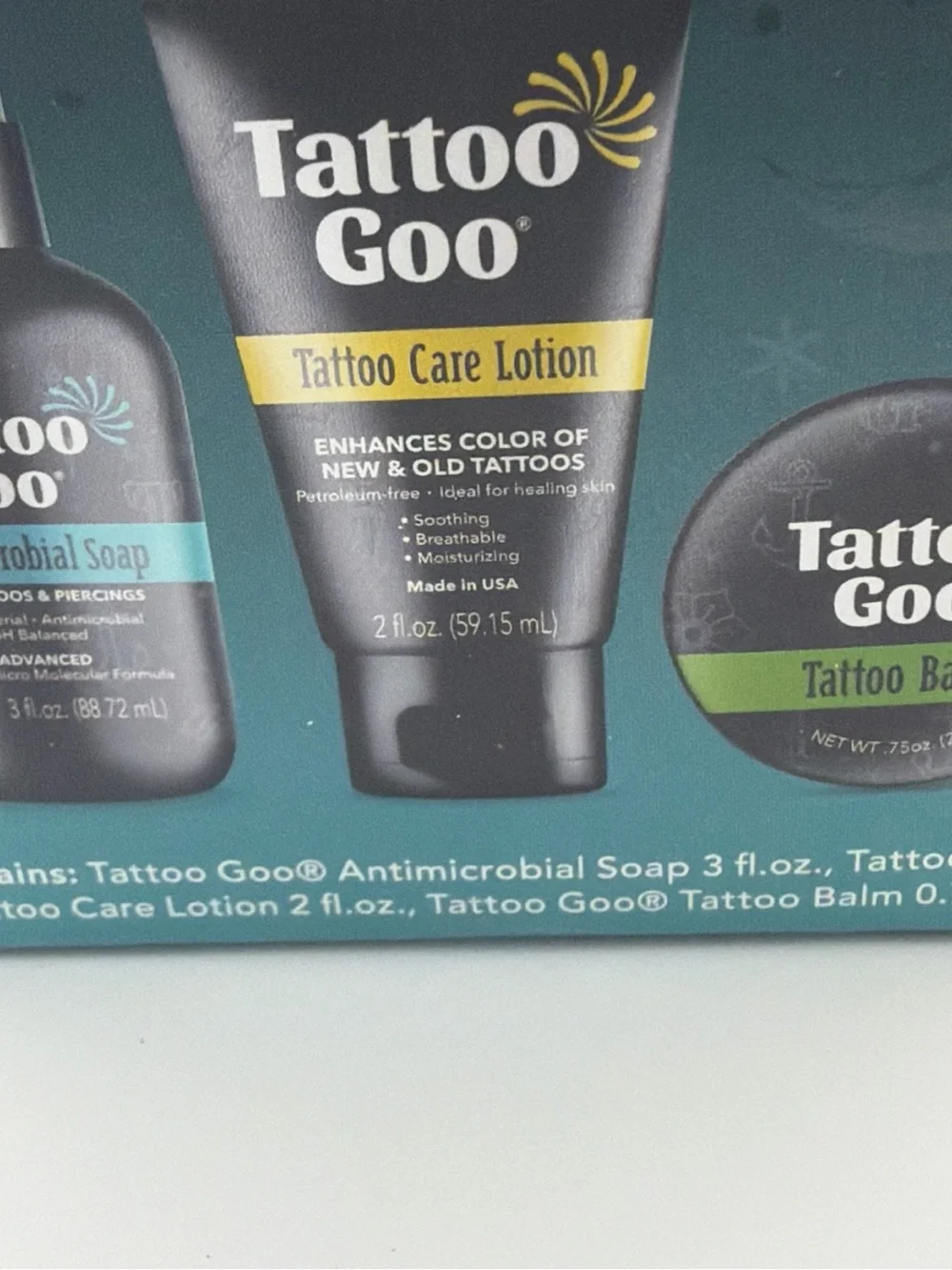 3 Tattoo Goo Care Kits Antimicrobial Cleansing Soap Lotion Salve In Each Box